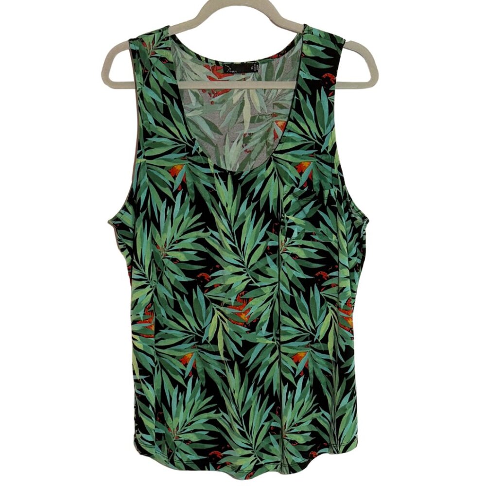 Noir Tropical Print Scoop Neck Casual Tank Top Women's XL